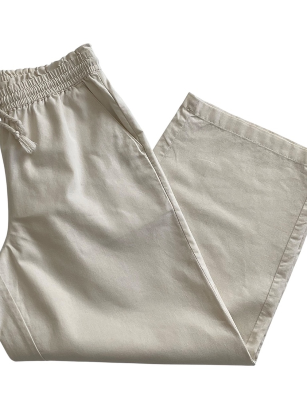 J.Crew Linen Blend Wide Leg Drawstring Pants Sz S Off White Boho Chic Coastal - Picture 2 of 11